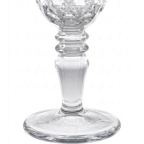 Taça Para Licor Lapidada Com Borda Dourada Em Vidro